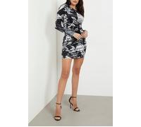 GUESS Ls Tess Velvet Dress Phantom Flora Black Talla: XS | Mini Vestidos Outlet | Mujer | Negro