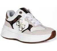 Guess Luckei 4G Logo Zapatillas De Mujer Lace Up Blancas Marrones UK 3 - 8