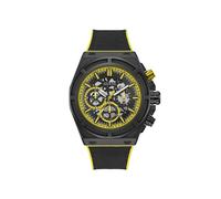 Guess masterpiece reloj para hombre de nylon/silicona, negro/amarillo,