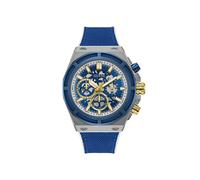 GUESS Masterpiece Reloj para Hombre de Nylon/Silicona, Plateado/Azul, Clásico