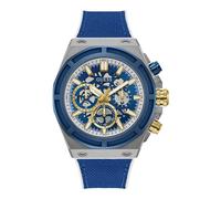 GUESS Masterpiece Reloj para Hombre de Nylon/Silicona, Plateado/Azul, Clásico