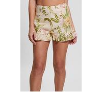 GUESS Mayara Linen Short Heirloom Hibiscus Talla: L | Pantalones Cortos Outlet | Mujer | Blanco