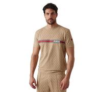 GUESS Men's Eco Jamey T-Shirt, 4G AOP Beige Blanco, M