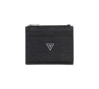 GUESS Milano - Cartera de piel negra, 8 compartimentos para tarjetas, monedero con cremallera, 11 x 8 x 2 cm