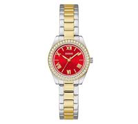 Guess Mini Luna GW0841L8 - Reloj de Pulsera para Mujer, Correa de Acero Inoxidable Bicolor, Cristal Mineral, Esfera roja, 3 Bares, diámetro de la Caja: 30 mm