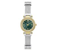 Guess Mini Soho GW1076L3 - Reloj de Pulsera para Mujer, Cuarzo, analógico, Acero Inoxidable, 27 mm, Correa de Acero Inoxidable, Plata, 3 Bares, Color de la Esfera: Verde
