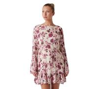 GUESS Mini vestido de mujer con cuello barco estampado rosa, Impresión Rose Blush, XL