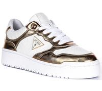 Guess Miram6 Semi Logo Lace Up Trainer Para Mujeres En Blanco Oro EU 36-42