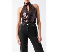 GUESS Misty Halter Neck Sl Sequins Regal Plum M Talla: S | Blusas Outlet | Mujer | Magenta
