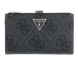 GUESS Monedero Laurel II SLG Double Zip Organizer Coal Logo Gris Oscuro