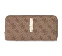 GUESS Monedero Yvonne Logo SLG Large Zip Around Wallet Latte Logo marrón Claro