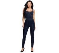 GUESS Mono de mezclilla Carla sin mangas para mujer, Refugio Azul, Large