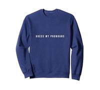 Guess my Pronouns Sudadera, Unisex para Adultos, Azul Marino, S