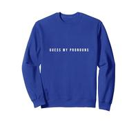 Guess my Pronouns Sudadera, Unisex para Adultos, Azul Real, XL