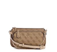 GUESS Noelle II Double Pouch Crossbody, Bandolera para Mujer, Logotipo de Latte, Talla única