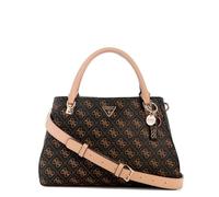 GUESS Noelle II Luxury Satchel, Bolso Cruzado para Mujer, Logotipo marrón, Talla única