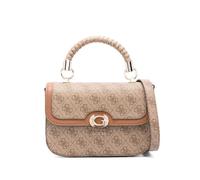 GUESS Orlina Logo Top Handle Flap Bag Latte Logo/Brown