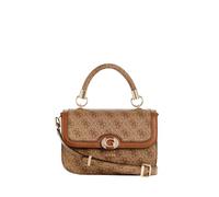 GUESS Orlina Logo Top Handle Flap Bag Latte Logo/Brown