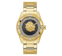 Guess Reloj GW0783G1 - Caja con cristales, esfera negra glitz, león y brazalete dorado - Negro