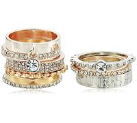 GUESS para mujer Nine-piece Band Stacker Juego de anillo, cristal de cristal, multicolor, 7, 7, Vidrio