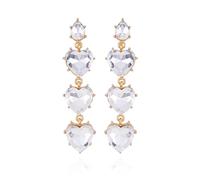 GUESS Pendientes colgantes de corazón con piedra de cristal transparente dorado