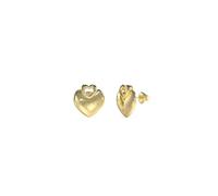 Guess Pendientes Crazy in Love Dorados - Doble Corazón Entrelazado con Logo Guess y Cristales Pavé