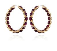 GUESS Pendientes de aro de cristal rojo claro en tono dorado