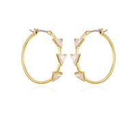 GUESS Pendientes de aro de piedra de cristal en tono dorado, talla única, metal, piedra de cristal