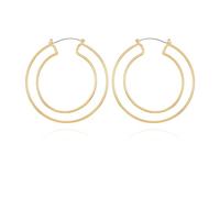 GUESS Pendientes de aro dobles dorados para mujer, talla única, metal, piedra de cristal
