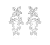 GUESS Pendientes de gota lineales con piedra de cristal plateada