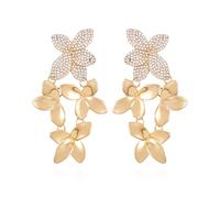 GUESS Pendientes de gota lineales florales con piedra de cristal dorado