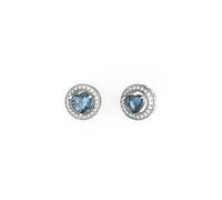 Guess Pendientes de mujer con forma de corazón, color plata/azul, JUBE04669JWRHLST-U, Crystal