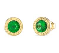Guess Pendientes para mujer de acero inoxidable con circonitas, talla única, color dorado, verde 32023473, talla única, Acero inoxidable