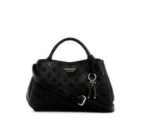 GUESS Phoebe Girlfriend Satchel, Bolso de Mano para Mujer, Negro con Logotipo, Talla única