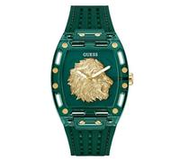 Guess Phoenix GW0959G2 - Reloj de Pulsera para Hombre (Correa de Silicona Verde, Esfera de Cristal Mineral, 5 Bar, diámetro de la Caja: 42 mm)