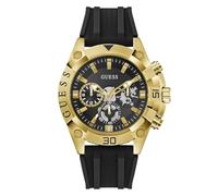 Guess Prospect GW1060G2 - Reloj de Pulsera analógico para Hombre, 46 mm, Acero Inoxidable, Cuarzo, Correa de Silicona, Color Negro, con indicador de Fecha, 5 Bar