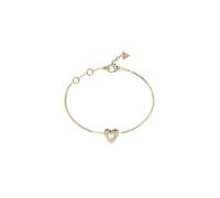 GUESS Pulsera con colgante de corazón de oro amarillo con detalles de cristal
