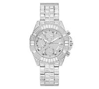 GUESS Reloj para mujer de 39 mm, esfera plateada y caja plateada, plateado, ICONIC 40TH