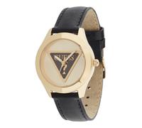 Guess Reloj analógico Tri Plaque 3 ATM, esfera champán, caja 34 mm, oro/negro