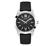 Guess Reloj analógico de Cuarzo para Hombre con Correa de Cuero GW0628G1, Negro, Clásico