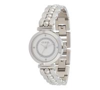 Guess Leena GW0994L1 - Reloj de Pulsera analógico para Mujer, Cuarzo, Acero Inoxidable, 26 mm, Correa de Acero Inoxidable, Plata, 3 Bares, Color de la Esfera: Blanco