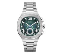 GUESS Reloj de Cuarzo con Esfera múltiple para Hombre con Correa de Acero Inoxidable GW0572G6, Plata, Pulsera