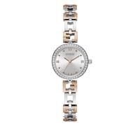 GUESS Reloj de mujer de 26 mm - Esfera plateada G-Link de dos tonos con caja plateada, Bitono, Classic