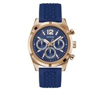 Guess Reloj de pulsera de silicona para hombre, Oro rosa y azul, Correa