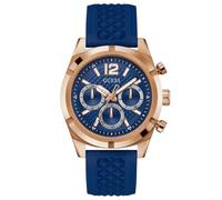 Guess Reloj de pulsera de silicona para hombre, Oro rosa y azul, Correa
