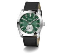 Guess Reloj de pulsera Greyson de piel para hombre, plata
