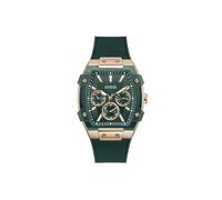 Guess Reloj de Pulsera para Hombre GW0956G2 Phoenix, 43 mm, Acero Inoxidable, Oro Negro, Caja Cuadrada, Cuarzo, Cristal Mineral endurecido, 5 ATM, Correa de Silicona