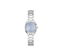 Guess Reloj de Pulsera para Mujer Charlotte GW0767L6, 30 mm, Acero Inoxidable, Plata PVD, Esfera Azul con circonita, Cuarzo, Cristal Mineral, 1 ATM, Correa de eslabones