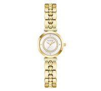 Guess Reloj de Pulsera para Mujer GW0994L2 Leena, 26 mm de Acero Inoxidable Plateado, Esfera Plateada, Cuarzo, Cristal Mineral, circonita, 5 ATM, Pulsera de eslabones Dorados de 12,5 mm
