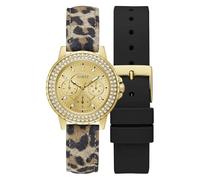 Guess Reloj Deportivo multifunción de Cristal para Mujer de 36 mm, Correas Intercambiables/Tono Dorado/champán, Talla única, Classic